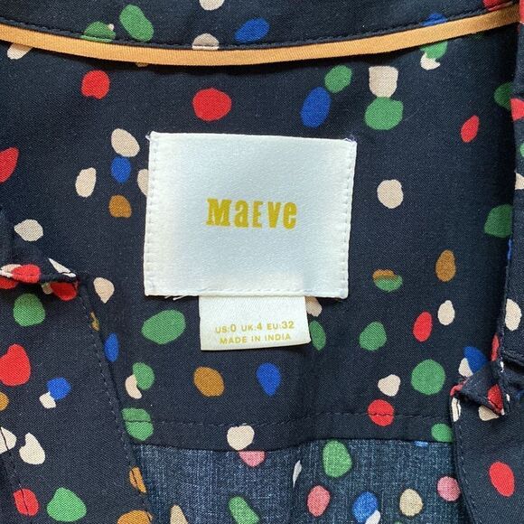 Anthropologie
maeve Wynwood black multi dot button down front blouse top - Picture 5 of 9